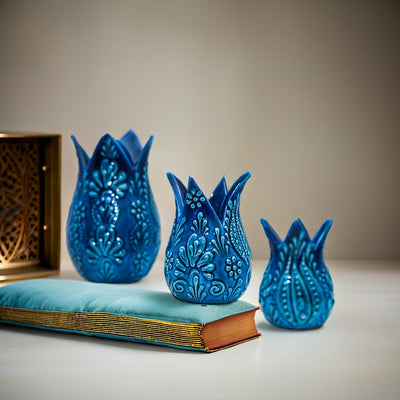 Turkish Tulip Décor Set of 3 – Handcrafted and Handpainted Elegance