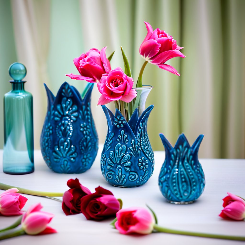 Turkish Tulip Décor Set of 3 – Handcrafted and Handpainted Elegance