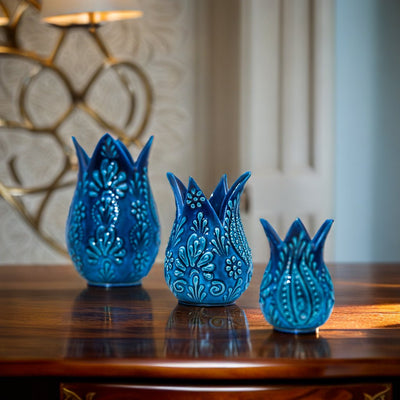 Turkish Tulip Décor Set of 3 – Handcrafted and Handpainted Elegance